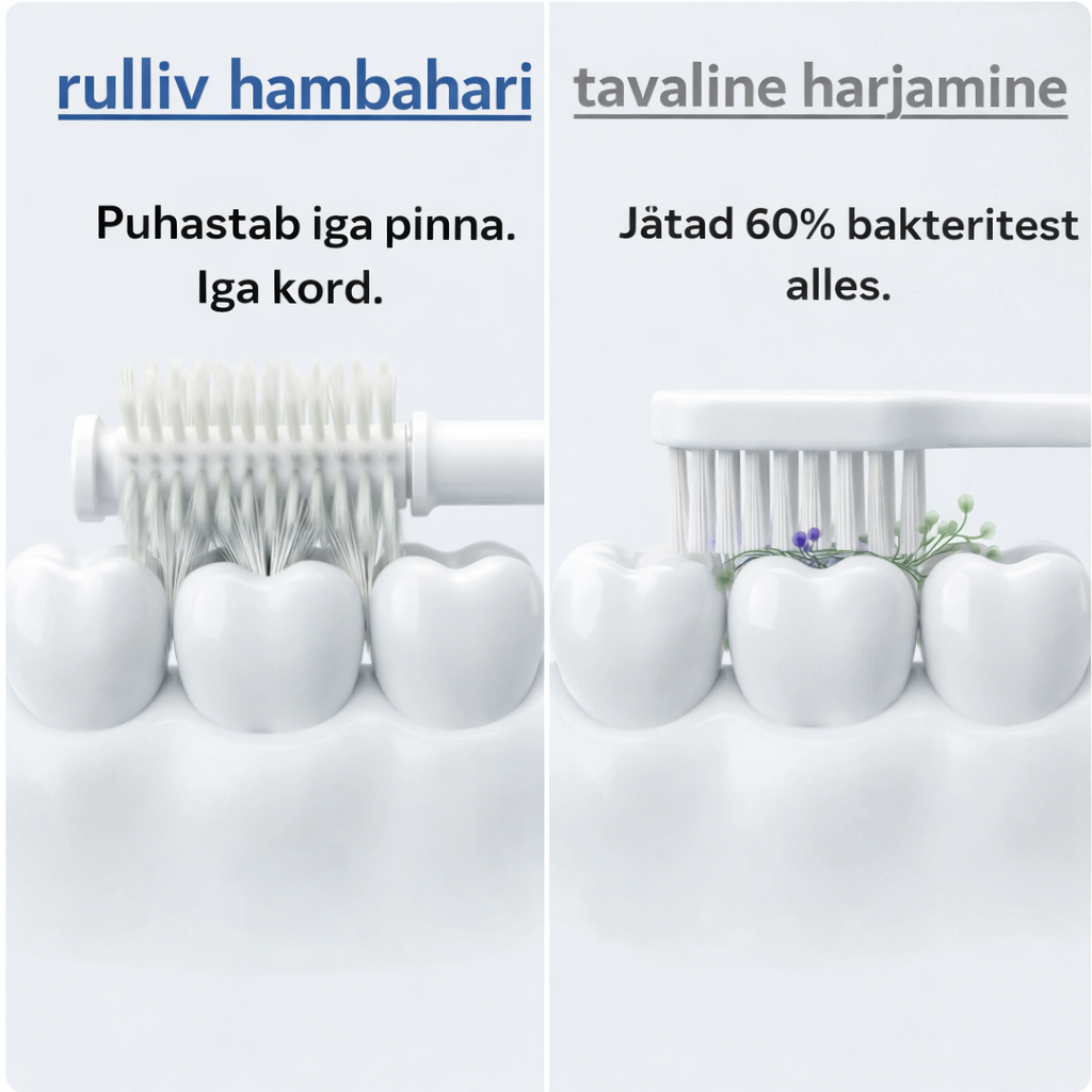3-ühes kahesuunaline 360° pöörlev hambahari (valge)