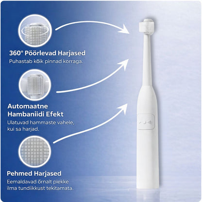 3-ühes kahesuunaline 360° pöörlev hambahari (valge)